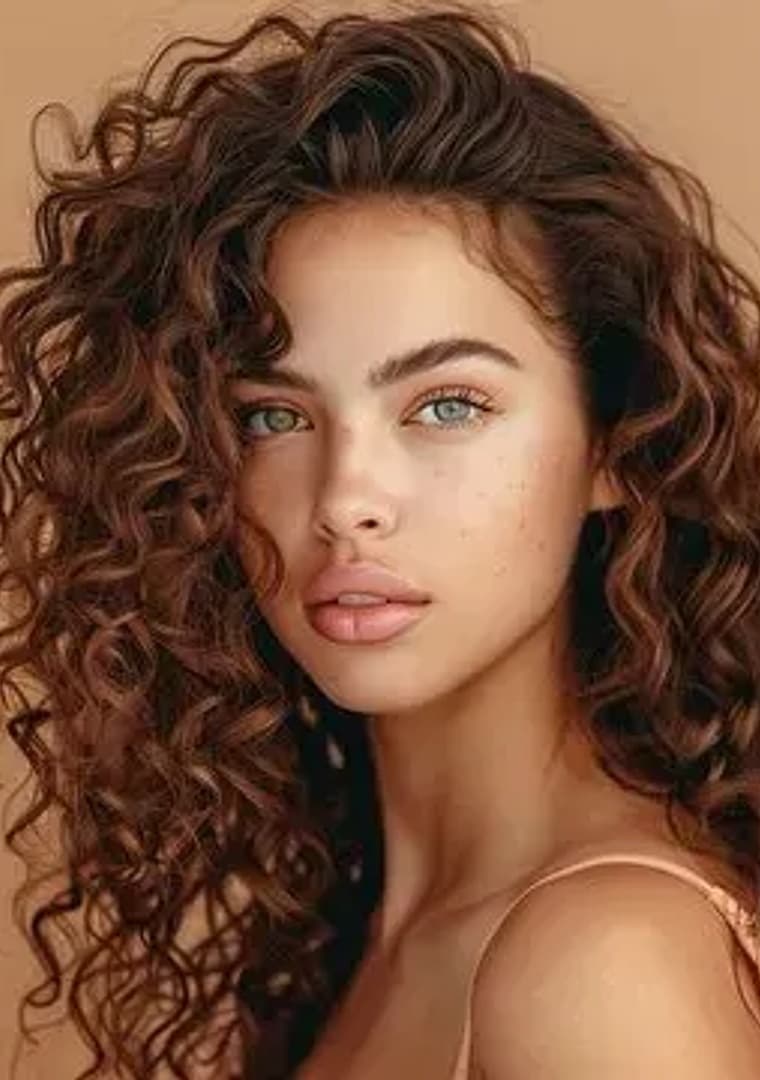 Mirror Silk Lustre Artistry with Curly Brunette Volume at B★Star